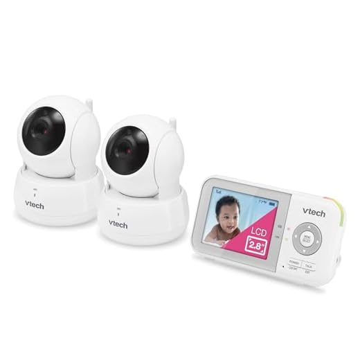 VTech VM923-2 Video Baby Monitor with 19-Hour Battery Life, 2 Cameras, 1000ft Long Range, Pan-Tilt-Zoom, Enhanced Night Vision, 2.8”Screen, 2-Way Audio Talk, Temperature Sensor and Lullabies