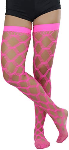 ToBeInStyle Women’s Multi-Strand Large Diamond Fence Net Thigh High Stockings 5