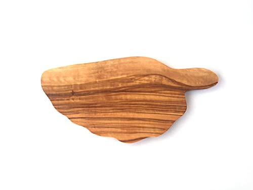 Generisch Tabla de desayuno con asa, 22 cm, extraplana y ligera, tabla de cortar, tabla de trinchar, tabla de pan hecha a mano de madera de olivo.