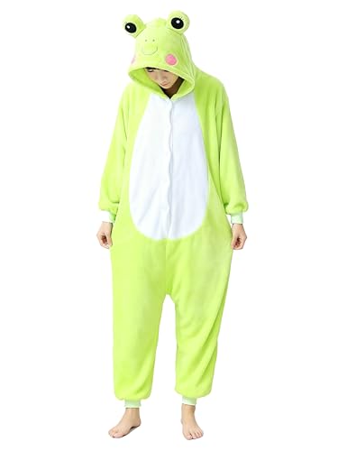 Ovender Disfraz Pijama Kigurumi para Carnaval Navidad Halloween Animale Cosplay Mono de una Pieza para Adultos Unisex Mujer y Hombre Ropa Espectáculo Invierno (L/XL, Rana)