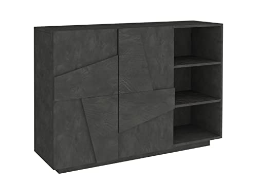 möbelando Kommode Standschrank Anrichte Beistellschrank Sideboard Schrank Piacenza II Schiefer Nachbildung