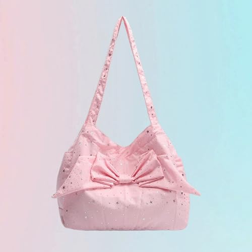 Bow Purse Sequin Star Prints Bow Tote Bag Y2K Glitter Bowknot Shoulder Bag Large Handbag Cute Gifts for Women4