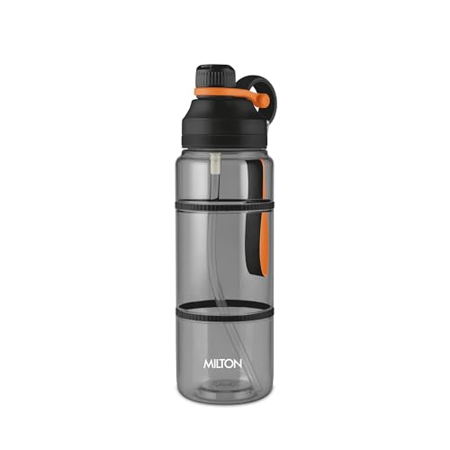 Image of MILTON Fuel 1000 Sipper Water Bottle 1 Litre | BPA Free Plastic Water Bottle for Adults | 100% Leak Proof | Removable Straw | Gym Bottle | Sports & Office Use | 997ml, Black