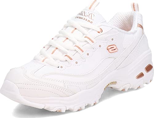 Skechers D'lites Fresh Start, Sneaker Mujer, White Silver, 39 EU
