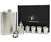 Premium 8 Ounce Leakproof Stainless Steel Hip Flask with 4 Drinking Shot Glass Set for Liquor Including Bonus Funnel and Keychain Pocket Flask