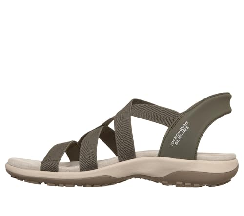 Skechers Sandales Reggae Slim Stretch Flex pour femme, olive, 36 EU