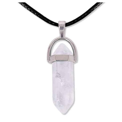 cotigo, Colgante de Piedra Natural de Forma de Punta - Incluye una Cadena de Hilo Encerado Negro 45cm - Distintas Piedras Semipreciosas Cuarzo Blanco