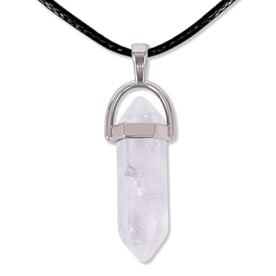 cotigo, Colgante de Piedra Natural de Forma de Punta - Incluye una Cadena de Hilo Encerado Negro 45cm - Distintas Piedras Semipreciosas Cuarzo Blanco | Ya disponible en tu tienda friki favorita! En mundofriki.es!