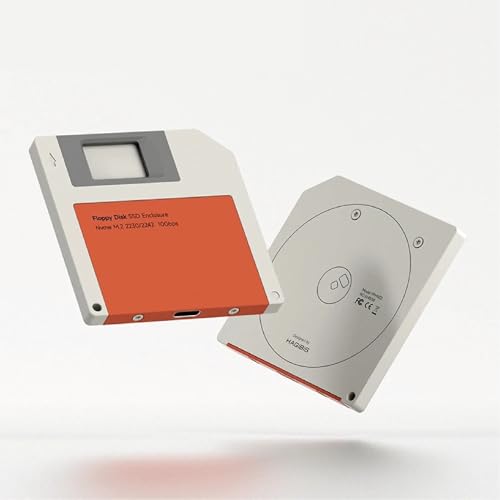 Boîtier M.2 NVMe aluminium haut de gamme format disquette rétro orange