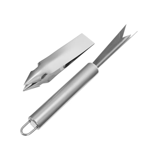 SMASOLO 6 Pezzi Affetta Ananas in Acciaio Resistentes con Pelapatate e Forchetta Strumento Multifunzionale per Sbucciare Rimuovere Torsolo e Tagliare Fette di Frutta per Cucina e Casa