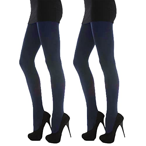 Image of Undercover 2 Pack Ladies 300 Denier Appearance Thermal Tights Navy Medium