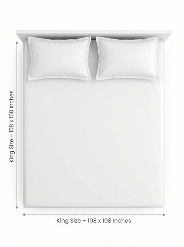 Image of Mafatlal 144 TC Jaipuri Cotton King Bedsheet | 90 x 108 Inches | Traditional Design | Smooth, Long-Lasting & Soft | 2 Pillow Covers | White Alyssum