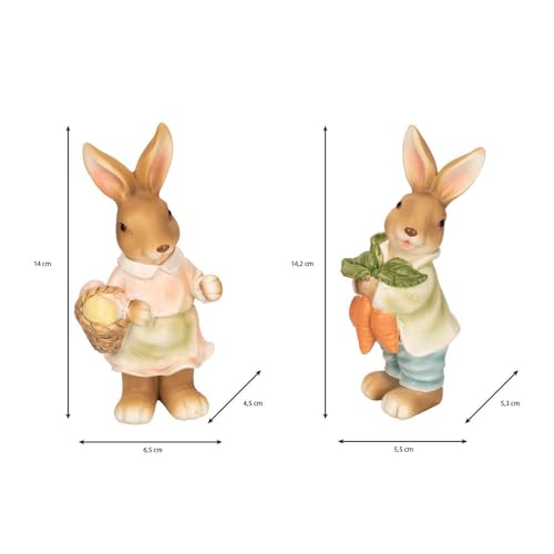 Miniatura 3 de Ideen Mit Herz Figuras Decorativas De Pareja De Conejos, 2 Figuras De Conejos Con Zanahorias Y Huevos De Pascua, Decoración De Pascua, Aprox. 14 Cm De Alto Diseño 1