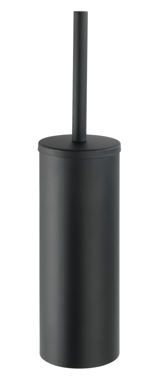 WENKO Turbo-Loc WC-Garnitur Mod. Orea mit Toilettenbürste und Halter aus rostfreiem Edelstahl in Schwarz matt geschlossen ohne Bohren Massive Qualität
