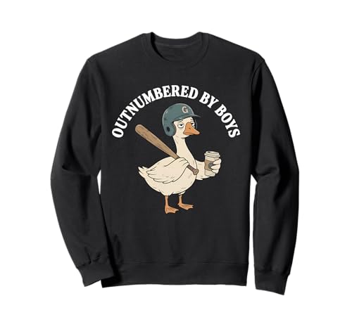 Outnumbered By Boys Baseball Mom Funny Goose Sweatshirt
