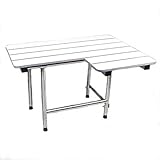 CSI Bathware SEA-SD3221-LH-PH ADA Bathroom Shower Bath Seat Folding Wall-Mounted Left Hand White Phenolic Seat, 32-Inch x 21-Inch, White/Stainless Steel