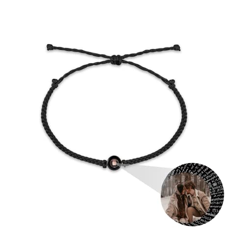 Personalized Photo Bracelets Custom Picture Projection Bracelets 100 Languages ​​I Love You Circle Bracelet Customized Mothers Day Birthday Anniversary Memorial Gifts for Her Him Christmas Gifts for Women
