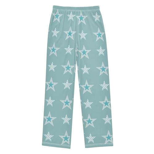 Boys' Pants Framed Light Green Stars Long Bottoms Jogger Pants Elastic Waist Trousers with Pockets S-XL