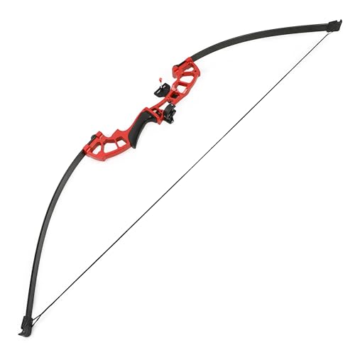 SHARROW 30-50LBS アーチェリーストレートプルボウ 右利きリカーブボウ アルミニウム-マグネシウム合金製 狩猟弓 ロングボウ 弓道練習専用弓 取り外し可能 アーチェリーアウトドア (赤-弓, 30ポンド)