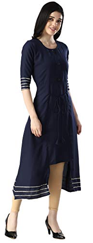 Image of Leriya Fashion Designer Slub Cotton Fully Stitched AnarklaiKurti for Women & Girls on Jeans Palazzo or Skirt