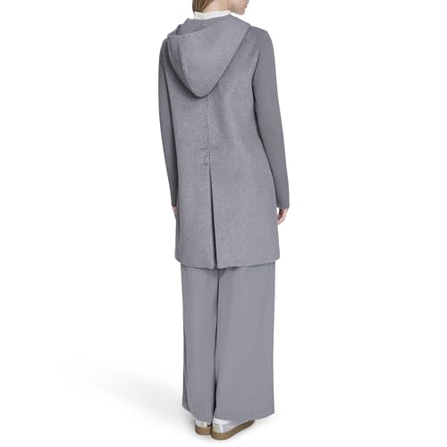 Image of Kenneth Cole Women's Hooded Double Face Wool With Hidden Snap Closure and Rib Knit Sleeve Coat