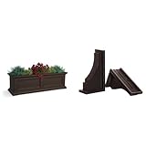 Mayne Fairfield 3ft Self Watering Window Box, Espresso - Bundle with 2 Decorative Wall Brackets, Espresso