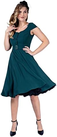 Vestido Pin Up Vintage Años 50 con Vuelo y Botones – Moda Retro Elegante