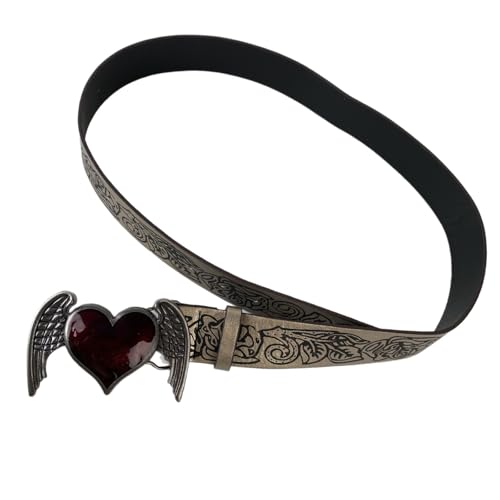 Unique Heart Wing Embossed Metal Chain Belt Vintage Waistbelt Punk Waist Accessory Gothic Sweet And Cool Accessory Belt