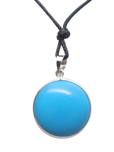 Pendentif en argent 925 et véritable pâte de turquoise avec ras-du-cou