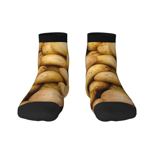 XULLZH Calcetines de tubo con estampado de patatas de jardín, cómodos para mujeres y hombres, calcetines casuales de poliéster transpirables para adultos, 2 Negro-1, talla �nica