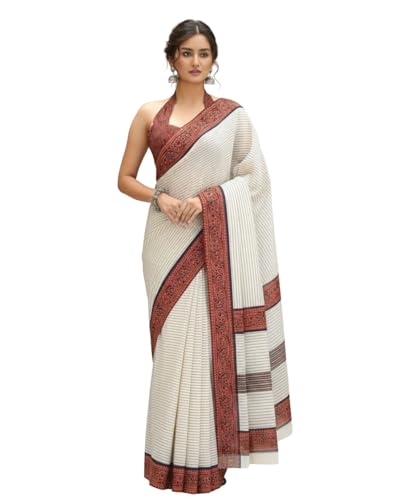 Image of Jack & Jini Women's Pure Georgette Floral Printed Saree with Unstitched Blouse Piece | Ready to Wear Casual & Daily Wear Sari for Women | Gift for Mother, Wife. Saree for women