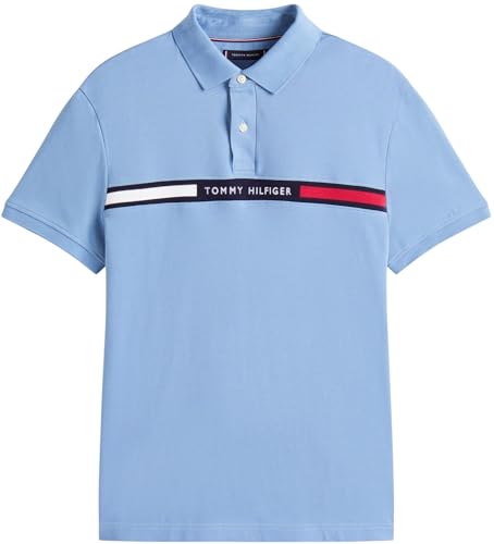 Tommy Hilfiger Herren Poloshirt Kurzarm Chest Insert Regular Fit, Blau (Brisk Blue), XS – Ansicht 4