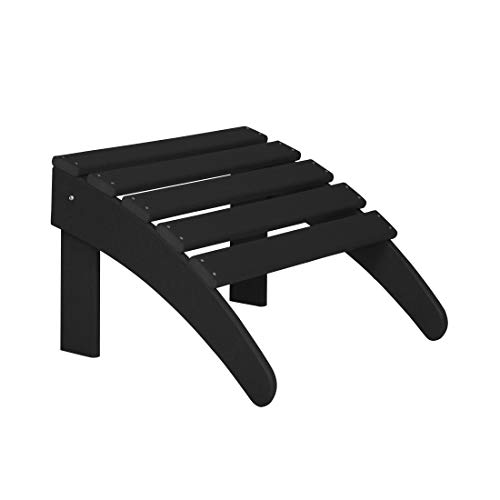 WO Home Furniture Adirondack Ottoman Outdoor Patio Footrest 13.5" Inch Folding Footstool for Outdoor Adirondack Chair (Black)