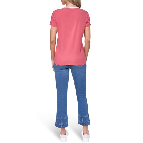 Image of Nautica Women's Solid V-Neck Short Sleeve T-Shirt Shirt