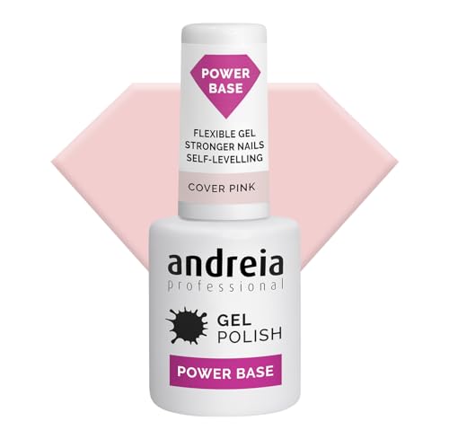 Andreia Professional Gel Nail Polish Power Base - High Viscosity for Stronger Nails - Builder Gel for Small Nail Extensions - Vegan - Colour COVER PINK - 10.5 ml