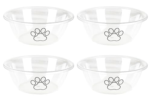 Ciotole per cani, confezione da 4 ciotole per acqua per cani o ciotole per cani, ciotole trasparenti per cani grandi, grandi, con zampe e ossa per cani, senza BPA, per cibo e acqua per cani grandi, XL