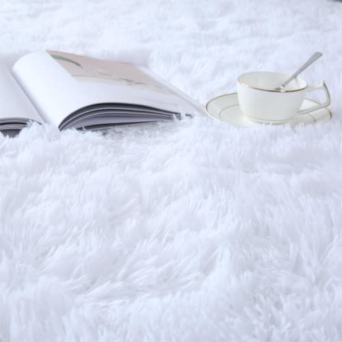CAIYUECS Ultra Soft Shag Area Rug for Indoor, Kids Bedroom Living Room, Non-Skid Modern Nursery Faux Fur Fluffy Plush Rugs for Home Decor (5x7 Feet, White) - Image 6
