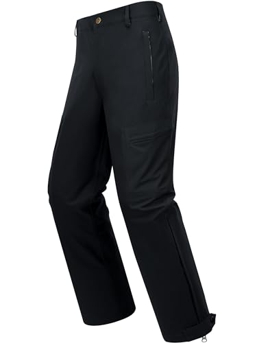 NEW VIEW Men's Waterproof Rain Pants with Ankle Zipper, Lightweight Camo Stretch Pants for Tri Weather Outdoor Travel, Hiking