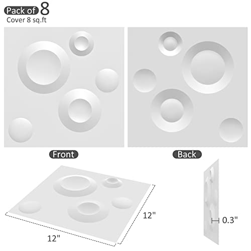 Bxi 3D Wall Panel - 12 X 12 X 0.3 Inches Pack Of 8, Modern Textured Decorative Wall Panels, Paintable Matte Pvc 3D Brick Wall Art Tiles For Interior Exterior Wall Decor #TOP1