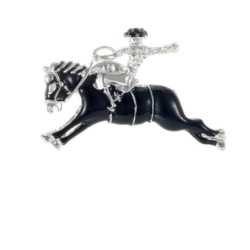 Image of Dreuyet Horse Brooch Pin Horse Racing Suit Lapel Pin for Women Men Rhinestone Antique Gold Horse Animal Brooch Clothing Outfits Accessory Jewelry