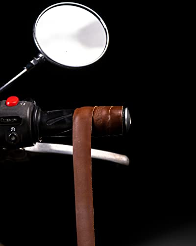 Trip Machine Company Leather Motorcycle Grips Wrap Cognac #TOP3