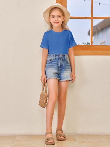 Image of Girls Short Sleeve T Shirts Kids Summer Tops Crewneck Tees 5-14 Years