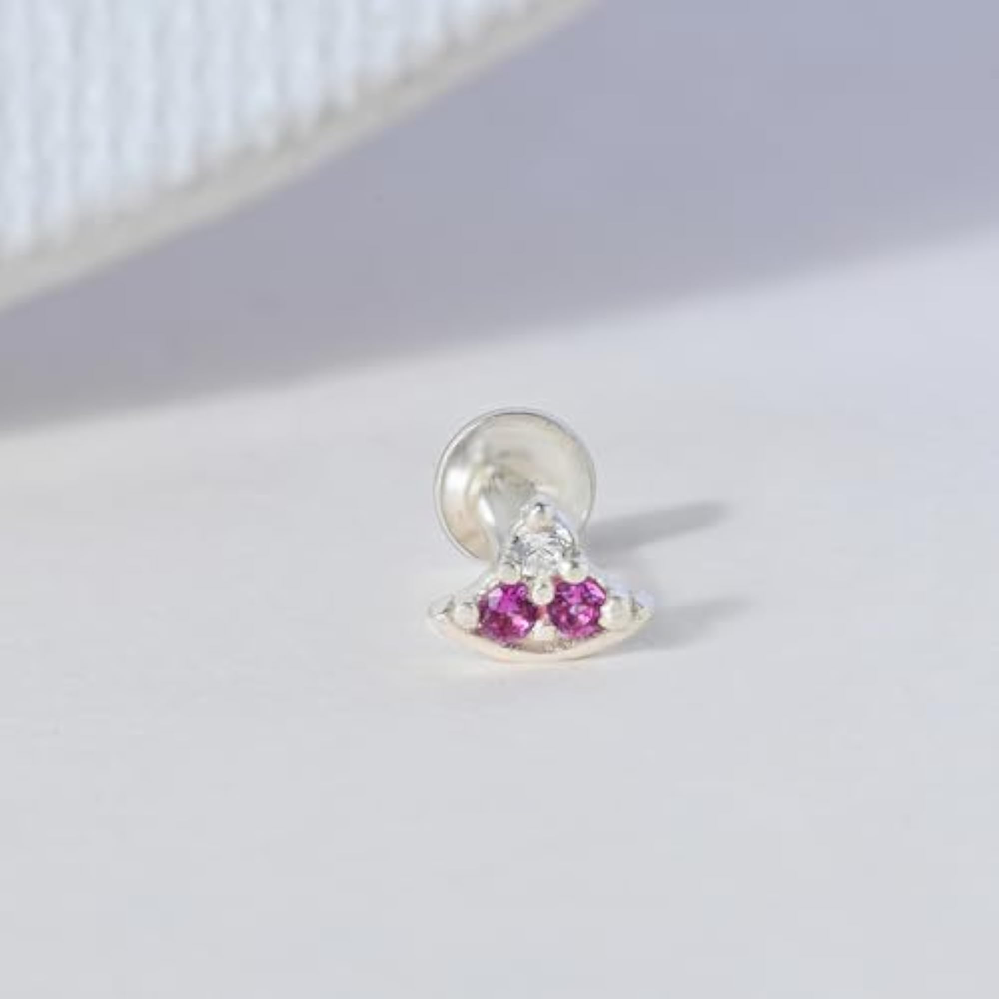 Women's Pure 925 Silver CZ Crescent Design Nose Pin