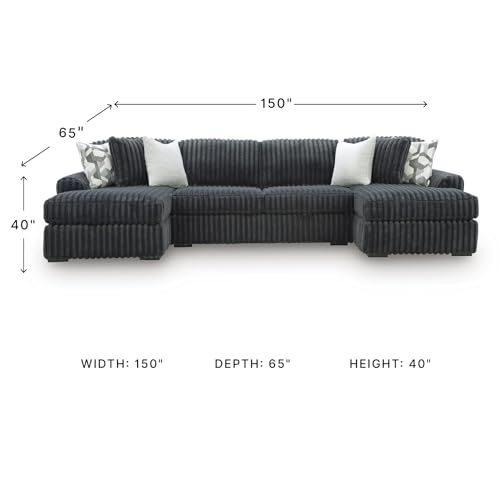 Image of Signature Design by Ashley 3-Piece Double Chaise Sectional Sofa, Gray