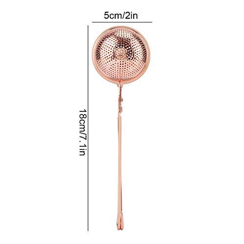 Tea Strainer, Stainless Steel Tea Filter, Tea Ball Infuser For Brewing Loose Leaf Tea And Mulling Spices Seasonings, With Long Handle, Rose Gold #TOP1
