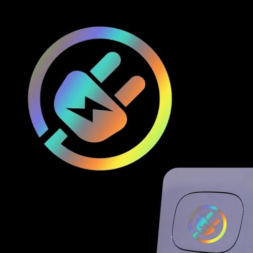 Pniwuno Car Charging Plug Shape Reflective Sticker, 4.72" x 4.72" Waterproof EV Charging Port Decorative Sticker, Night Visible Safety Warning Decal, Universal for Most Cars (Multicolored)