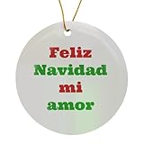 Circle Porcelain Ornament - Feliz Navidad mi Amor BrooklynMeme - Spanish