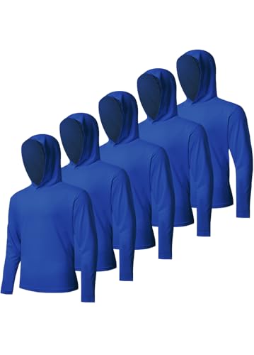 Image of 5 Pack Men's UPF 50+ Sun Protection Hoodie Shirts Long Sleeve Shirts Quick Dry Lightweight for Running Workout Hiking Fishing