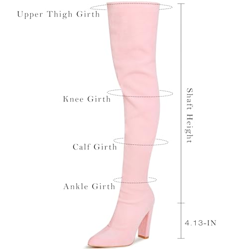 WSKEISP Women's Thigh High Boots Stretch Suede Over The Knee High Boot 4.13IN Chunky Heel Fall Winter Boots2