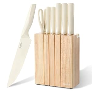 Premium Quality 8-Piece Knife Set with Block, Lightweight and Strong, Ergonomic Handles for Home,Dishwasher Safe